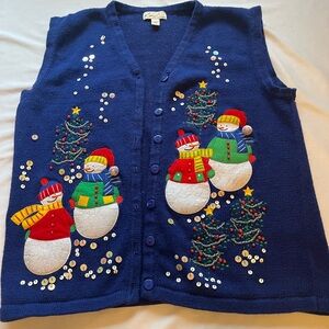 Kim Rogers Royal Blue V-Neck Knit Sweater Vest